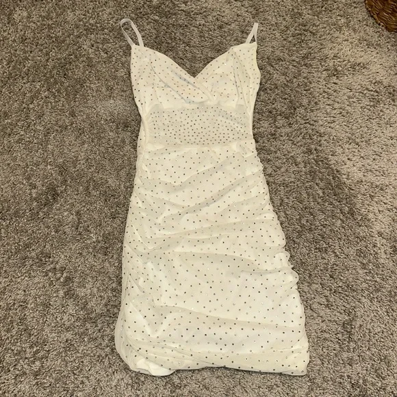Windsor White Mini BodyCon Dress with Rhinestones - Picture 1 of 2